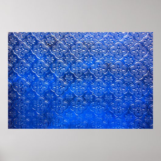 Blauw glas met patronspatroon, glas, abstract, poster (Voorkant)