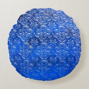 Blauw glas met patronspatroon, glas, abstract, rond kussen