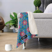 Blauw glas met roze - Art Deco - Voeg initialen to Sherpa Deken