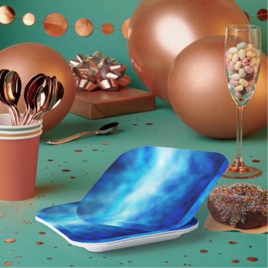 Blauw glas papieren bordje (Multi)