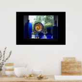 Blauw glas poster (Keuken)