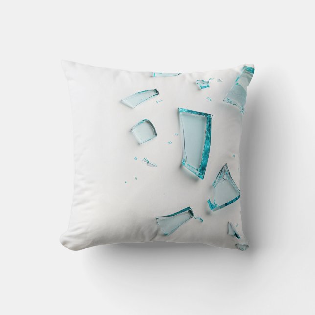 Blauw glas Shatter - Modern minimalistisch kussen (Voorkant)
