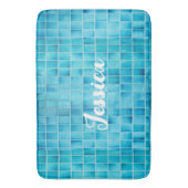 Blauw glas tegelblokken mozaïek badmat (Voorkant Verticaal)