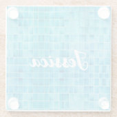 Blauw glas tegelblokken mozaïek glazen onderzetter (Achterkant)