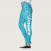 Blauw glas tegelblokken mozaïek leggings (Links)