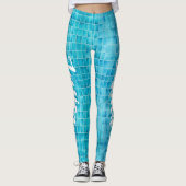 Blauw glas tegelblokken mozaïek leggings (Voorkant)