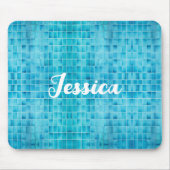 Blauw glas tegelblokken mozaïek muismat (Voorkant)