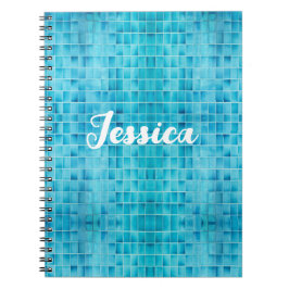 Blauw glas tegelblokken mozaïek notitieboek