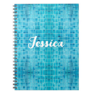 Blauw glas tegelblokken mozaïek notitieboek