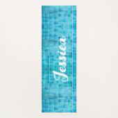 Blauw glas tegelblokken mozaïek yogamat (Voorkant)