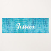 Blauw glas tegelblokken mozaïek yogamat (Voorkant (horizontaal))