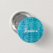 Blauw glas tegelblokken mozaïekglas ronde button 3,2 cm (Voorkant /achterkant)