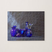 Blauw glas Vases Horizontale Puzzle Legpuzzel (Horizontaal)