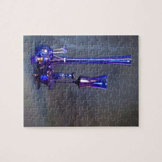 Blauw glas Verticale basen Puzzle Legpuzzel (Horizontaal)