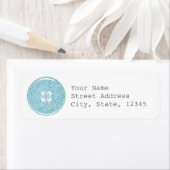 Blauw glazen Button adreslabel Etiket (Insitu)