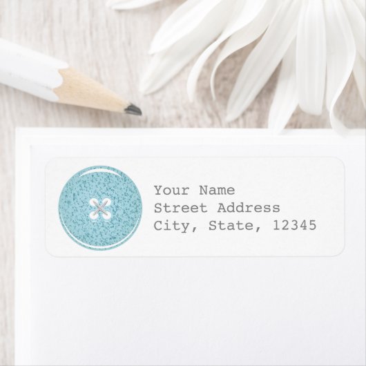 Blauw glazen Button adreslabel Etiket (Insitu)