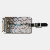 blauw glazen kaarlehouder bagagelabel (Voorkant horizontaal)