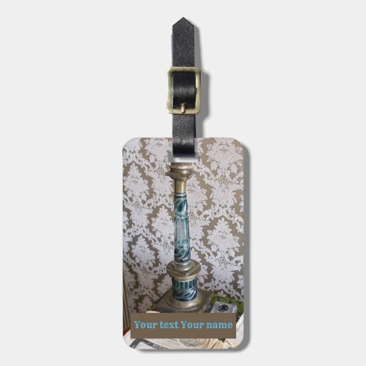 blauw glazen kaarlehouder bagagelabel (Voorkant verticaal)