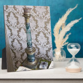  blauw glazen kaarlehouder fotoplaat (Zijkant)