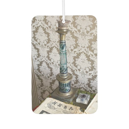  blauw glazen kaarlehouder luchtverfrisser (Voorkant)