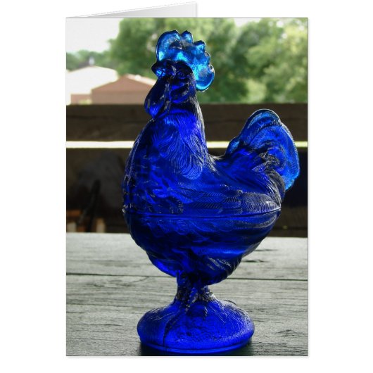 Blauw glazen rooster Alle keren (Voorkant)
