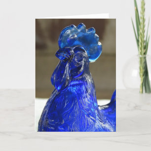 Blauw glazen rooster kaart