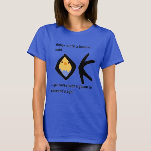Blauw 'Gleam in Eye' Basic T-Shirt Boomeranged (Voorkant)
