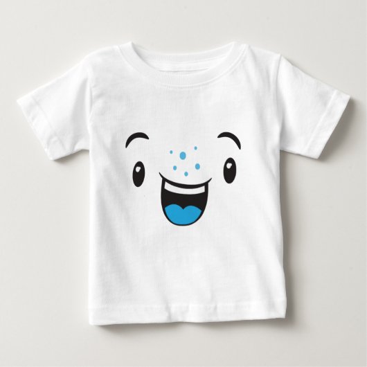 Blauw glimlachen Kawaii Face Kinder Clothing (Voorkant)