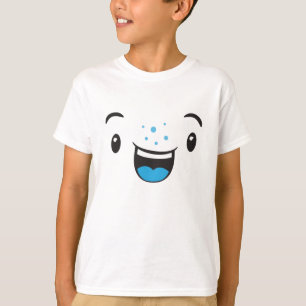Blauw glimlachen Kawaii Face Kinder Clothing T-shirt