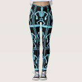 Blauw glimlachen Skelet op vierkantjes Leggings (Voorkant)