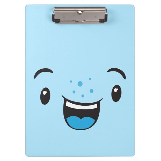 Blauw glimlachend Kawaii Face Clip Board Klembord (Voorkant)