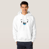 Blauw glimlachend Kawaii Face Clothing Hoodie (Voorkant volledig)