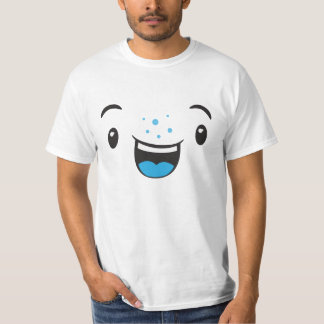 Blauw glimlachend Kawaii Face Clothing T-shirt