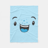 Blauw glimlachend Kawaii Face Fleece Blanket (Voorkant)