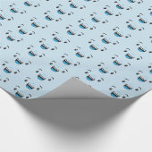 Blauw glimlachend Kawaii Face Gift Wrap Cadeaupapier (Hoek)