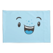 Blauw glimlachend Kawaii Face Pillow Hoesje Set Kussensloop (Achterkant-Rechts)