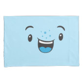 Blauw glimlachend Kawaii Face Pillow Hoesje Set Kussensloop (Voorkant-Rechts)
