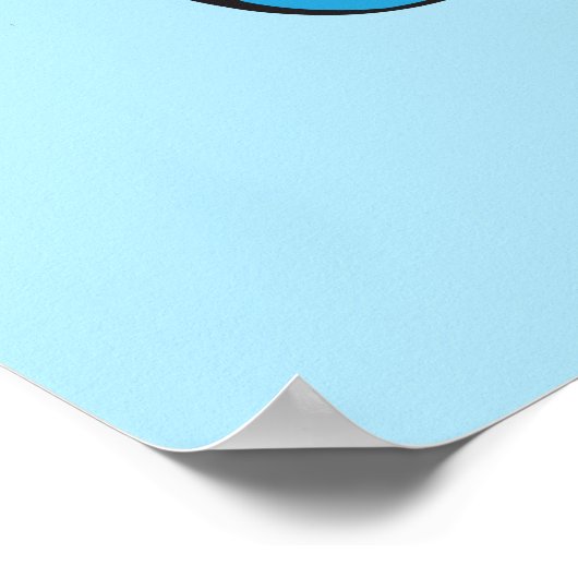 Blauw glimlachend Kawaii Face Poster Afdrukken (Hoek)