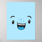 Blauw glimlachend Kawaii Face Poster Afdrukken (Voorkant)