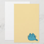 Blauw glimlachend keukenkat briefpapier (Voorkant / Achterkant)