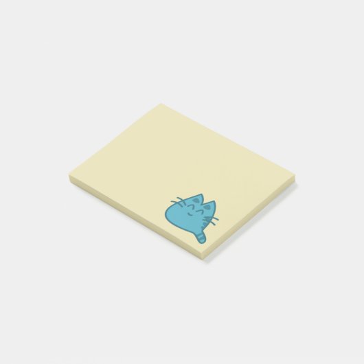 Blauw glimlachend keukenkat post-it® notes (Schuin)