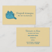 Blauw glimlachend keukenkat visitekaartje (Voorkant / Achterkant)