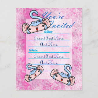  blauw glimlachende apen uitnodigen flyer