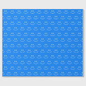 Blauw glimlachpatroon inpakpapier (Vlak)