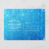 Blauw glinsterend bevroren ijs Winter Opslagdatum Aankondigingskaart (Achterkant)