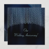 Blauw glinsterend glitters feestelijke uitnodiging (Voorkant / Achterkant)