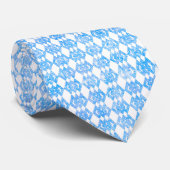 Blauw glinsterend overlappend diamantpatroon stropdas (Opgerold)