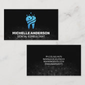 Blauw glinsterend tandpictogram | Geometrische ach Visitekaartje (Voorkant / Achterkant)