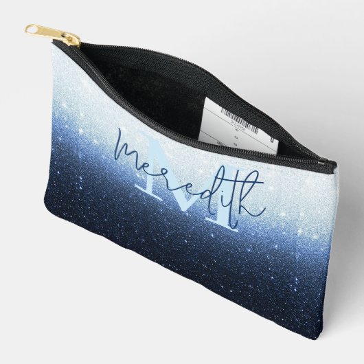 Blauw glinsterend verloop gepersonaliseerd etui (Open)