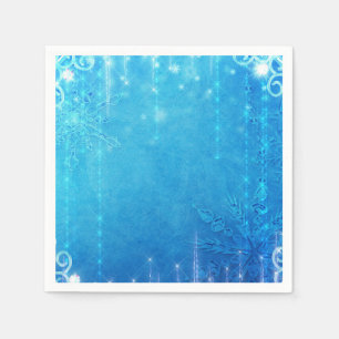 Blauw glinsterende bevroren ijs winter bruidsdouch servetten